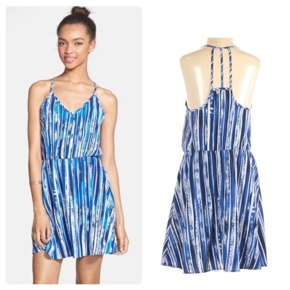 Nordstrom Dee Elle royal blue black and white strappy back dress size small